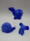 GROUP OF 3 UNDECORATED PERIWINKLE BLUE ANIMALS