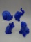 GROUP OF 4 UNDECORATED PERIWINKLE BLUE ANIMALS