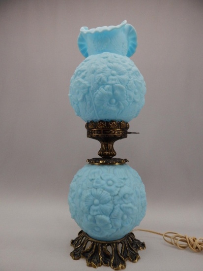 22" BLUE SATIN POPPIES GWTW LAMP