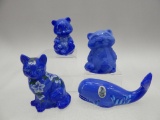 GROUP OF 4 DECORATED PERIWINKLE ANIMALS