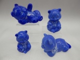 SET OF 4 HP PERIWINKLE BEARS