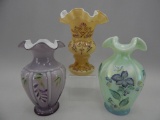 GROUP OF 3 HP FENTON VASES