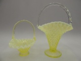 2 TOPAZ OPAL HOBNAIL BASKETS (ONE W/TOPAZ HANDLE)