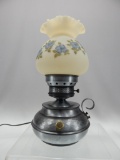 BLUE FLOWERS ON CAMEO LAMP CONNIE ASH