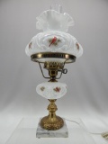 MILK GLASS STUDENT LAMP FREDERICK CARDINALS 18