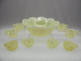 9 PC TOPAZ OPAL STRETCH FENTON PUNCH BOWL SET