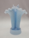 BLUE PASTEL HOBNAIL EPERGNE BLOCK & 3 LILIES MADE FOR A.L. RANDALL COMPANY 1950'S