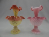 ROSALENE SPIRAL OPTIC ONE HORN EPERGNE & BURMESE HP ONE HORN EPERGNE