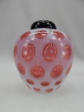 CRANBERRY COINDOT GINGER JAR CHARLETON DECORATED W/ENAMELLED ROSES