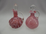 2 CRANBERRY OPALESCENT CRUETS