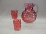 3 PC DAISY & FERN CRANBERRY WATER SET