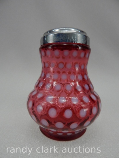 4 1/2" CRANBERRY POLKA DOT SUGAR SHAKER