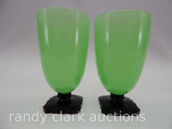 PAIR OF JADE/BLACK HOKEY POKEY TUMBLERS