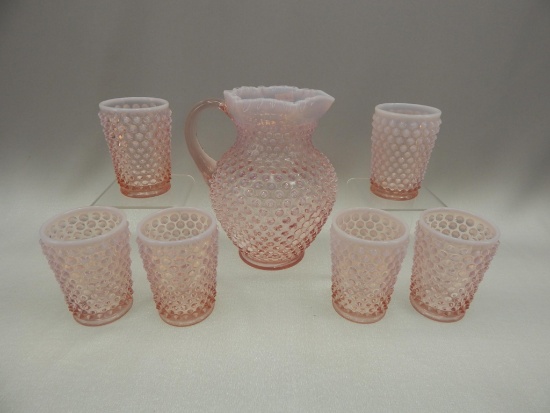 FENTON HOBNAIL PINK OPAL 6 PC. WATER SET