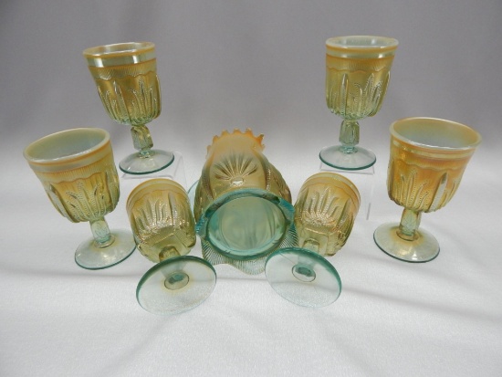 7 PC. WATER SET AQUA OPAL CACTUS PATTERN