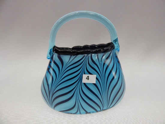 6" DAVE FETTY BLUE PULLED FEATHER PURSE