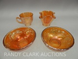 4 PCS. FENTON KITTENS MARIGOLD CARNIVAL