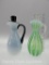 GROUP OF 2 NEW WORLD CRUETS, LIME OPAL & DUSK (BOTH CRACKED)
