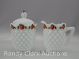 LOUISE PIPER STRAWBERRY CREAM & SUGAR TRIPLE SIGNED 1983