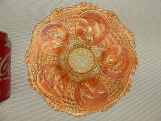 CA 1910 FENTON MARIGOLD HORSE HEAD MEDALLION 7.75" PLATE