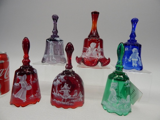 FENTON HP MARY GREGORY STYLE BELLS X6