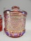 FENTON ROSE IRID GRAPE AND CABLE TOBACCO JAR