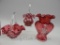 GROUP OF 3 PCS FENTON HP COUNTRY CRANBERRY