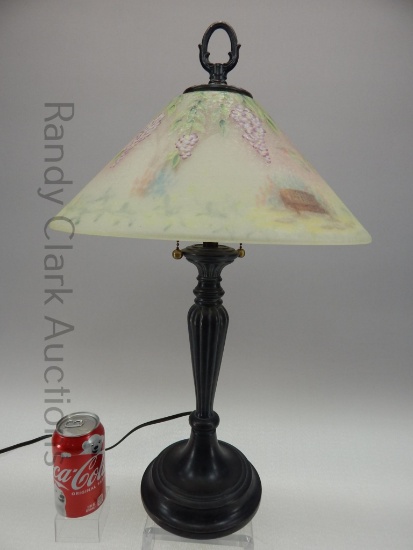 23" FENTON REVERSE/OBVERSE PAINTED LAMP