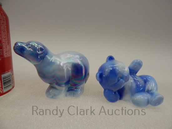 FENTON BLUE SLAG ANIMAL X2