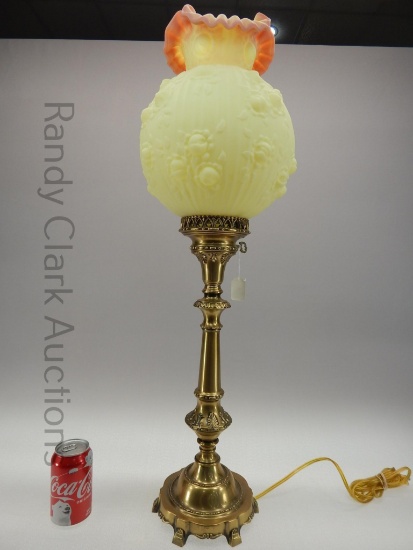 33" BURMESE EMBOSSED ROSE BANQUET LAMP