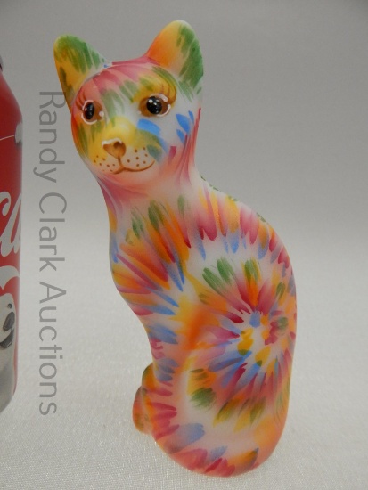 FENTON TIE DYED STYLIZED CAT SPINDLER #30 OF 32