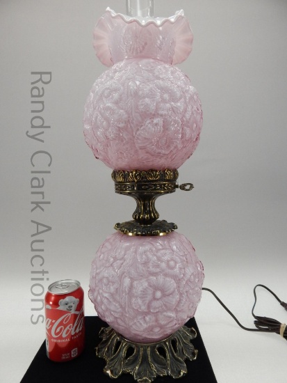 22.5" FENTON ROSE OVERLAY EMBOSSED POPPY GWTW LAMP
