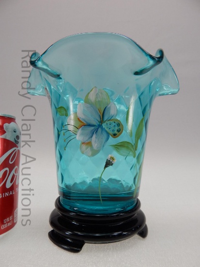 6" DIAMOND OPTIC FLIP VASE HP W/BLACK BASE