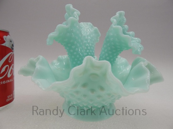 BLUE PASTEL HOBNAIL APT SIZE 3 HORN EPERGNE