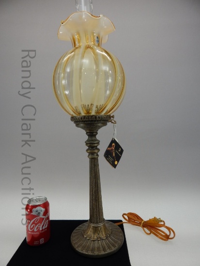 24" BANQUET LAMP W/ 8" AMBER OPAL RIB OPTIC SHADE