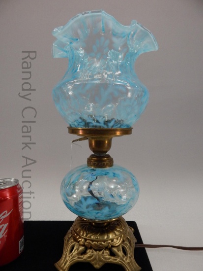 14" BLUE OPAL DAISY AND FERN LAMP