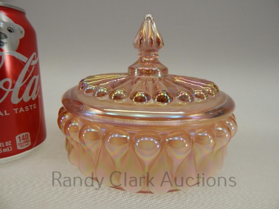 6" FENTON SUNSEET OVERLAY IRID TEARDROP BOX