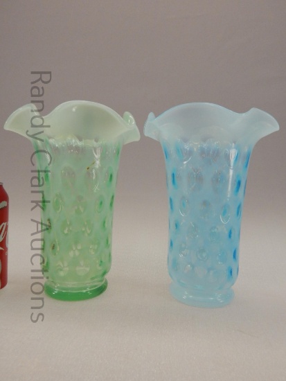 8" FENTON COINDOT VASE X2