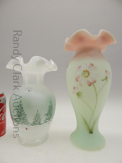 8.5" AND 10.5" FENTON HP VASE X2