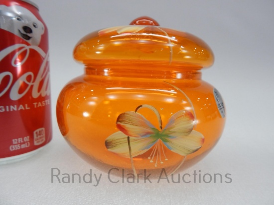 5" FENTON HP ORANGE SLICE COVERED BOX