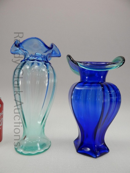 9" AND 10" UNDEC FENTON VASE X2