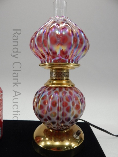 10" FENTON CRANBERRY HONECOMB MINI LAMP