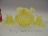 GROUP OF 3 PCS FENTON TOPAZ OPAL HOBNAIL