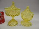 FENTON TOPAZ OPAL HOBNAIL COVERED CANDY X2