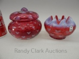 FENTON CRANBERRY OPAL HEART OPTIC 5