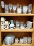 3 shelves of glass and cups