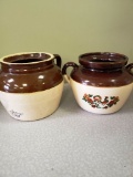 2 stoneware pots without lids