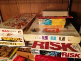 Shelf of Board Games, Backgammon Set, More