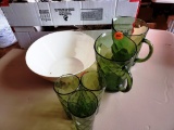 Green Glassware and bowl