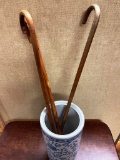 Umbrella stand with vintage canes